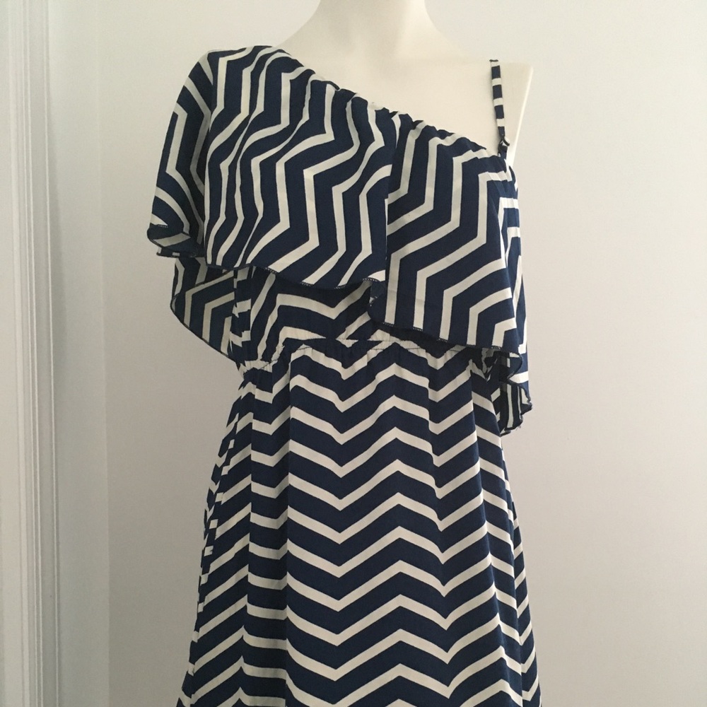 Blue & white striped dress